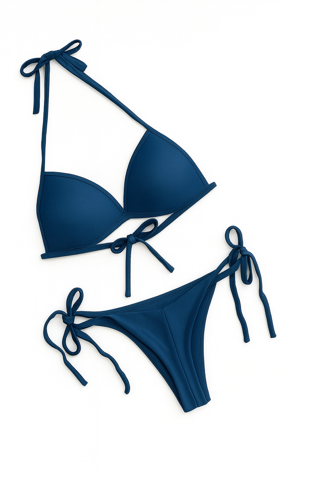 Luxzii Women’s Triangle Halter Bikini Set – Navy Blue