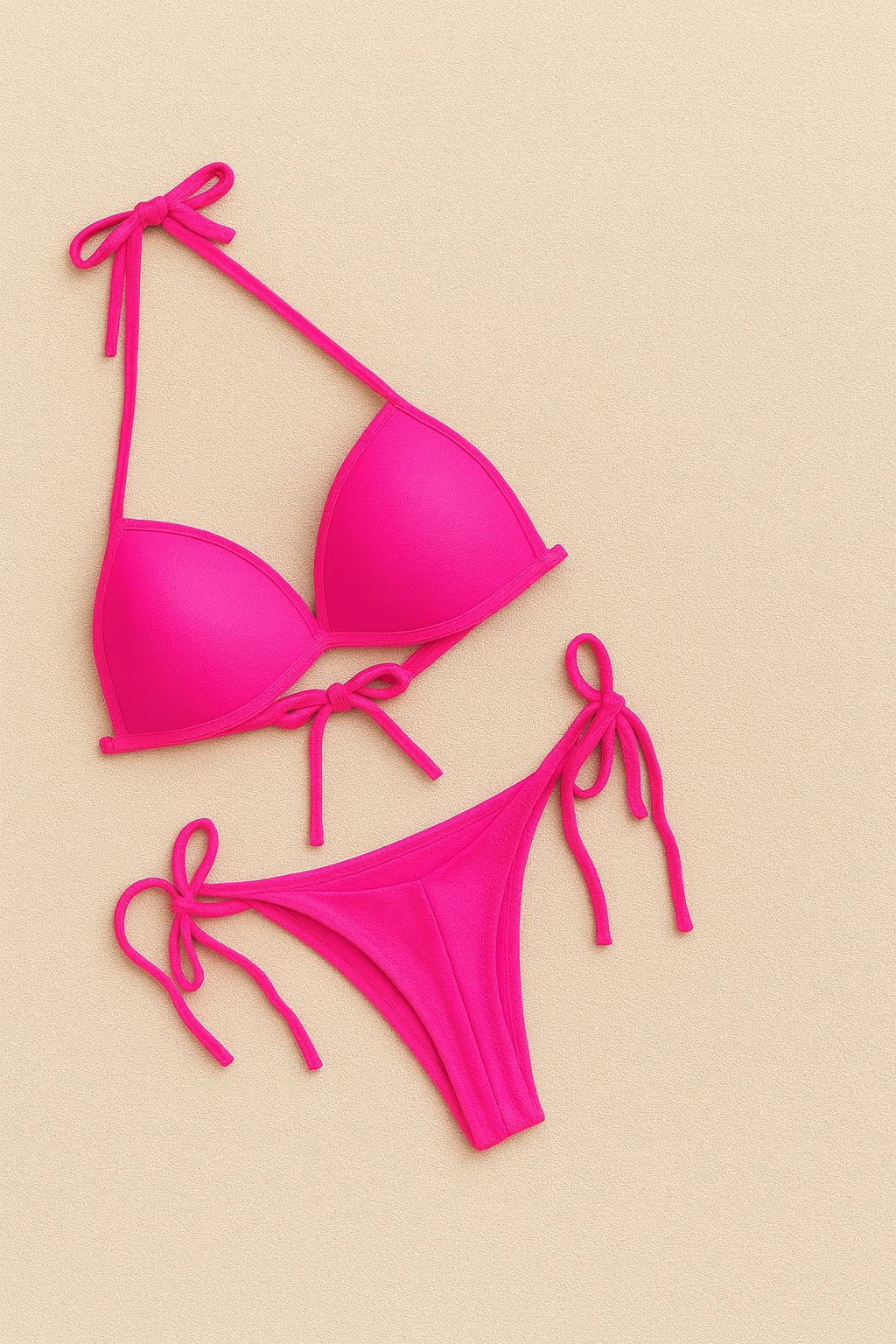 Luxzii Women’s Triangle Halter Bikini Set – Hot Pink