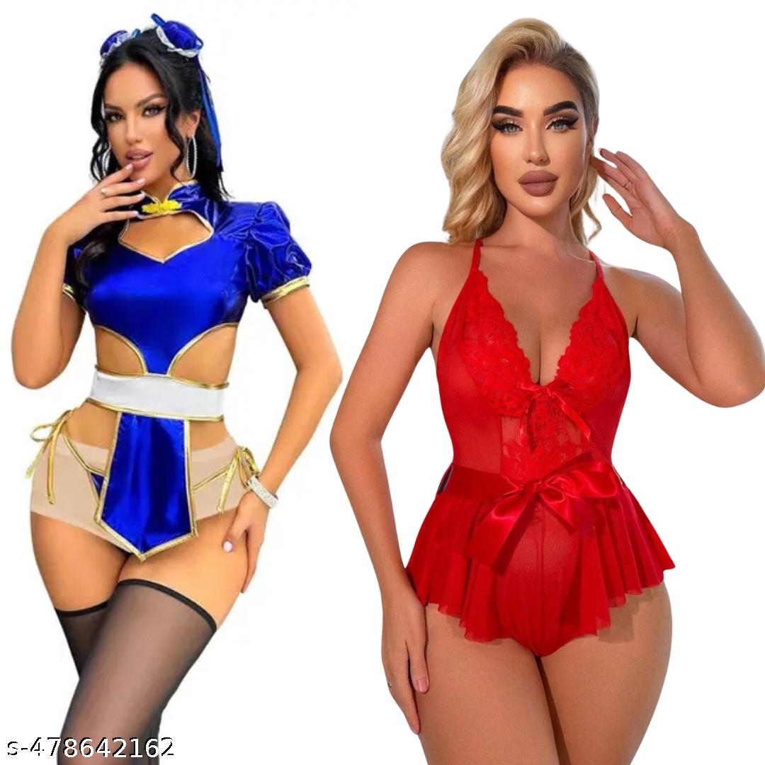 Women Babydoll Combo Set Nightwear Lingerie