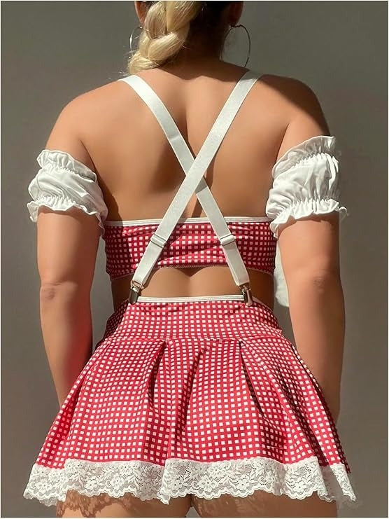 Red and White Babydoll Dress (9 Piece Set)