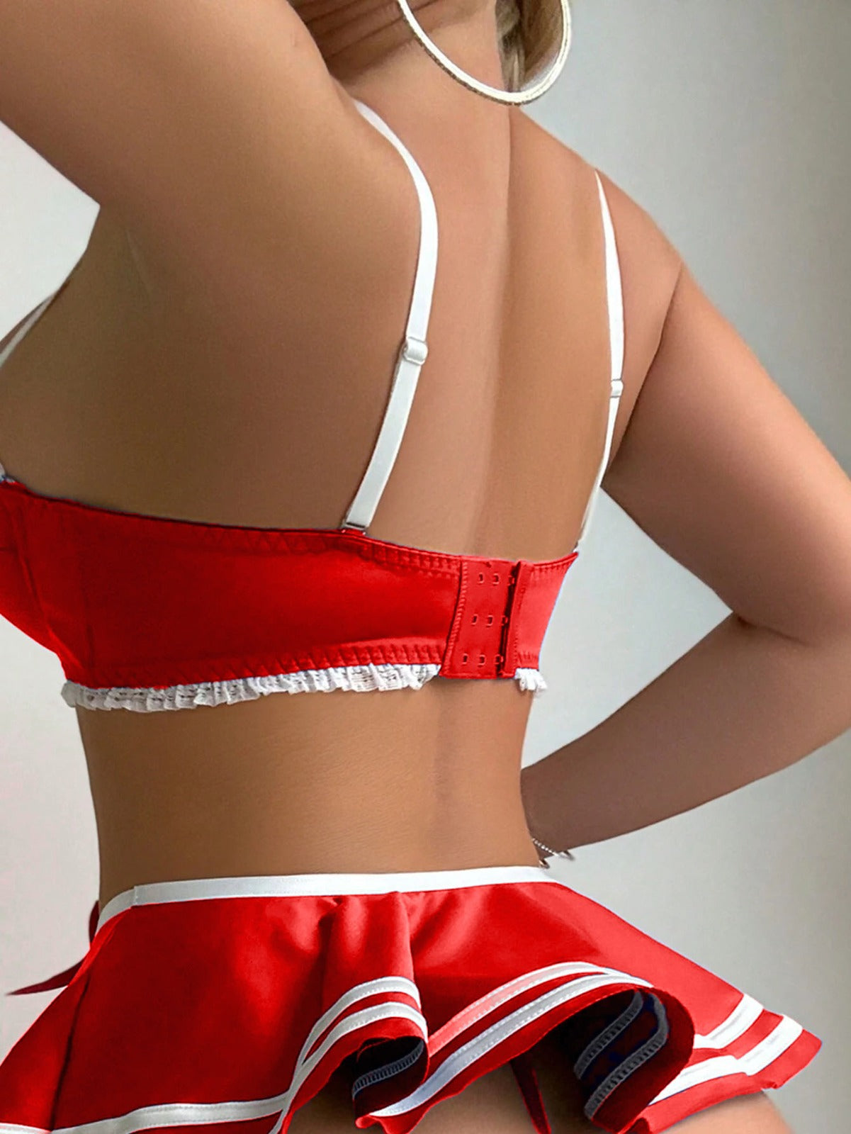 Luxzii Red Babydoll Lingerie Set with Mini Skir