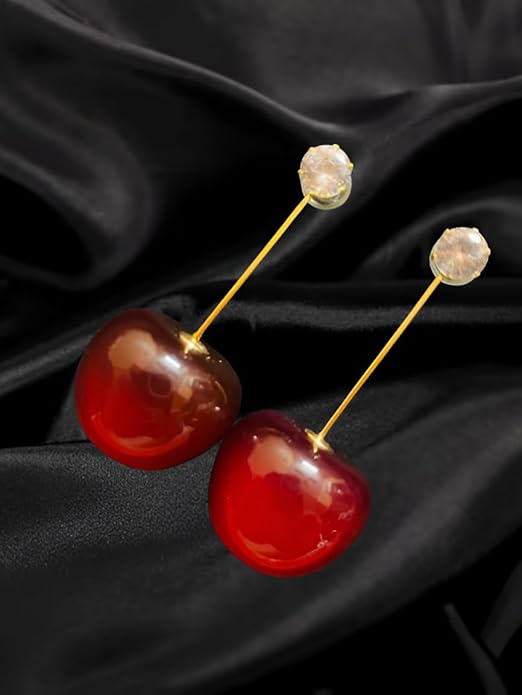 Red Cherry Earring For Women & Girls - LUXZII - A Touch Of Luxury