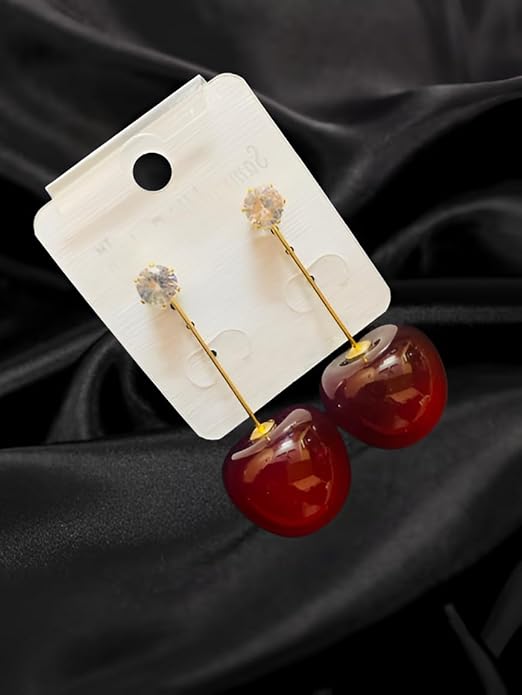 Red Cherry Earring For Women & Girls - LUXZII - A Touch Of Luxury